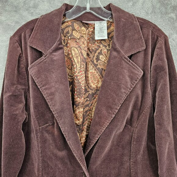 No Boundaries Vintage Corduroy Blazer 1X 17 Juniors Brown Bark Stretchy 1 Button - Picture 4 of 13